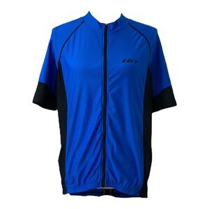 Mens XL Cycling Jersey Louis Garneau Blue and Black Full Zip Short Sleeve